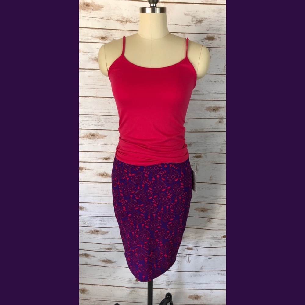 LuLaRoe Pink & Purple Floral Cassie Pencil Skirt